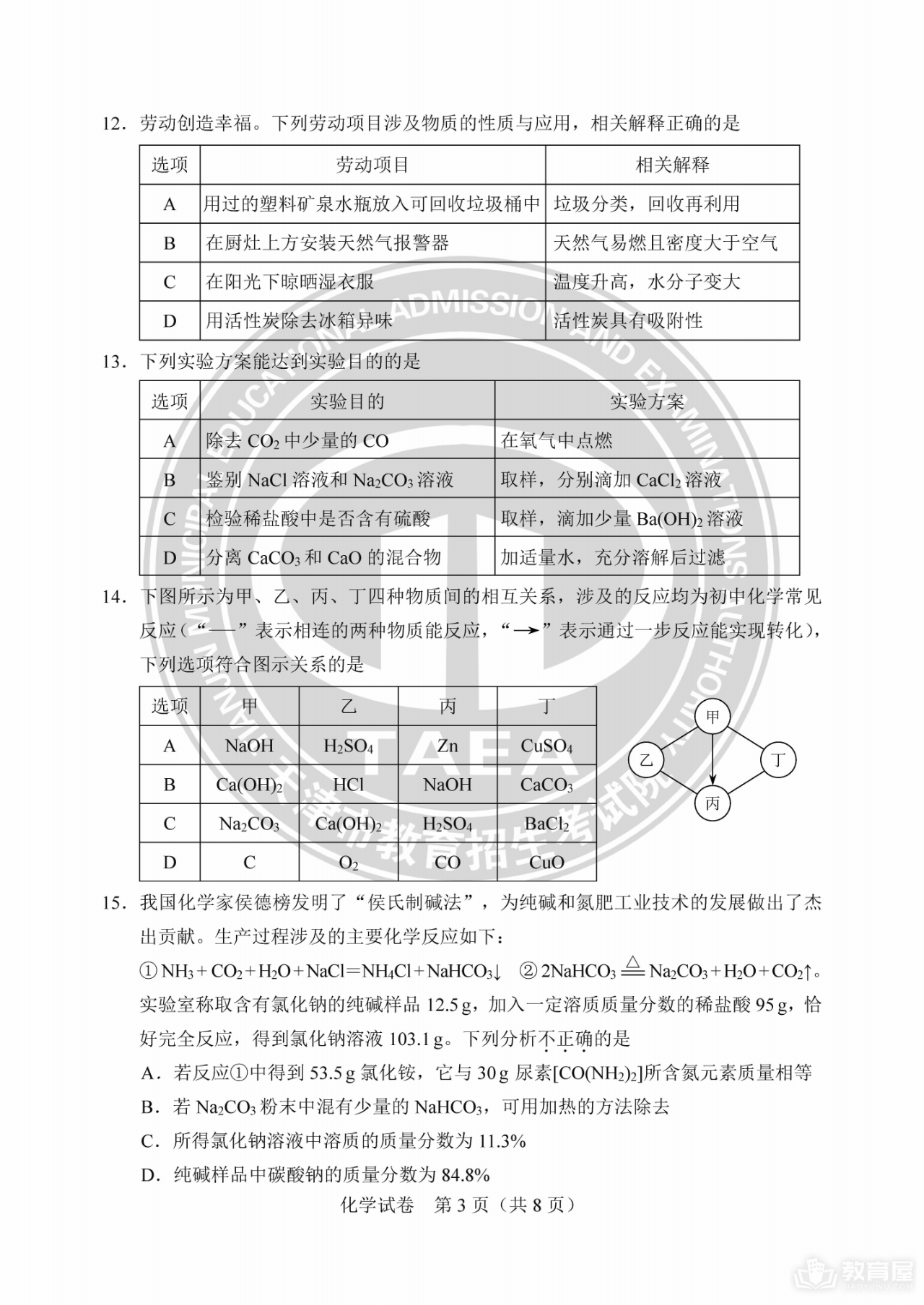 天津市中考化学真题及答案解析（2023）