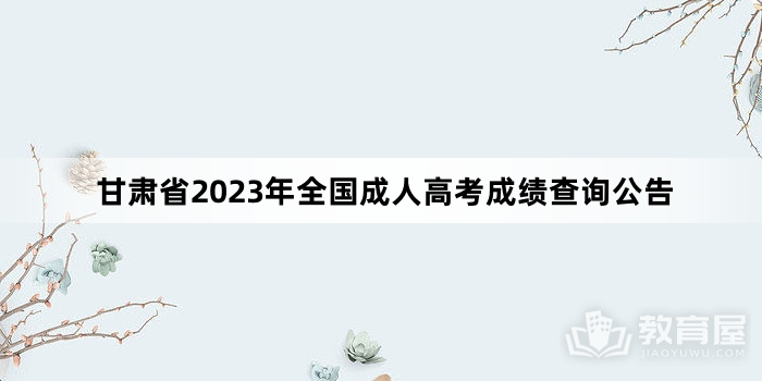 甘肃省2023年全国成人高考成绩查询公告