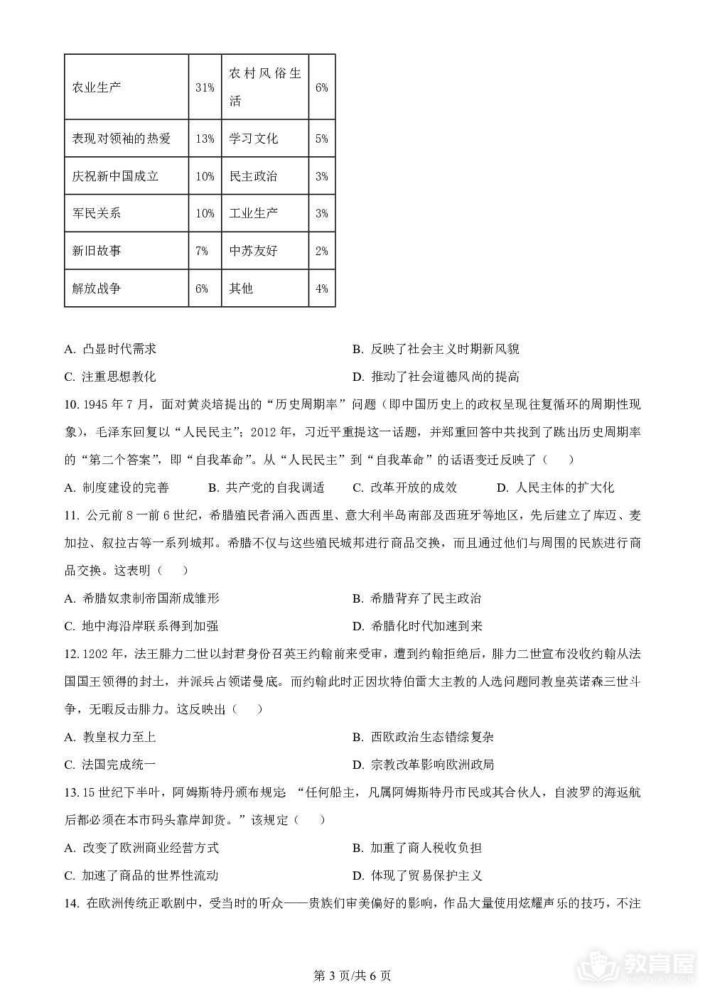 河北省金科大联考2024届高三4月质量检测历史