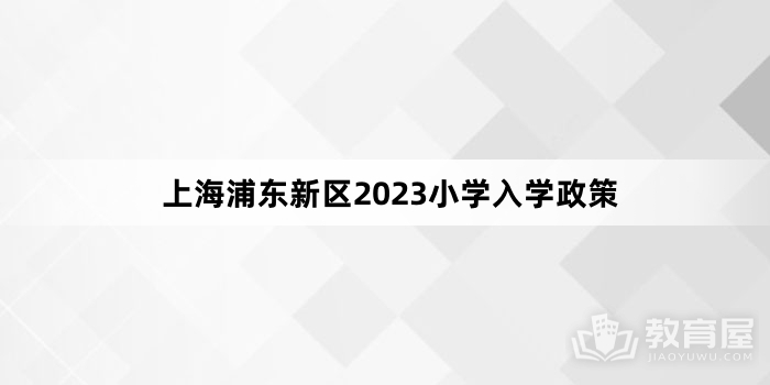 上海浦东新区2023小学入学政策