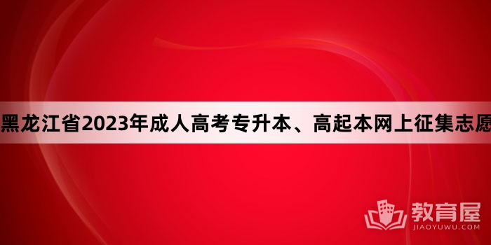 黑龙江省2023年成人高考专升本、高起本网上征集志愿通知 