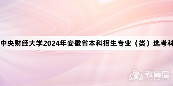 中央财经大学2024年安徽省本科招生专业（类）选考科目要求