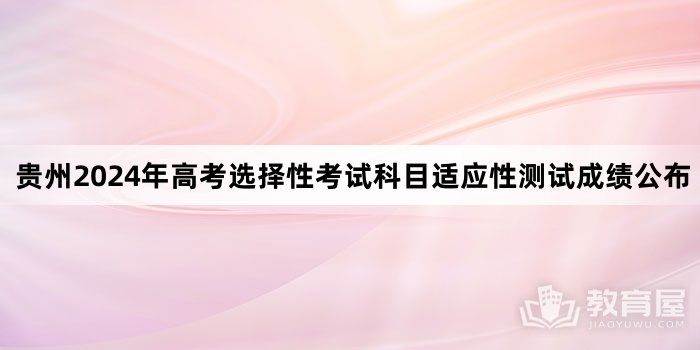 贵州2024年高考选择性考试科目适应性测试成绩公布