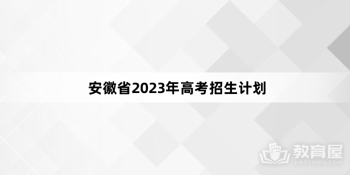 安徽省2023年高考招生计划