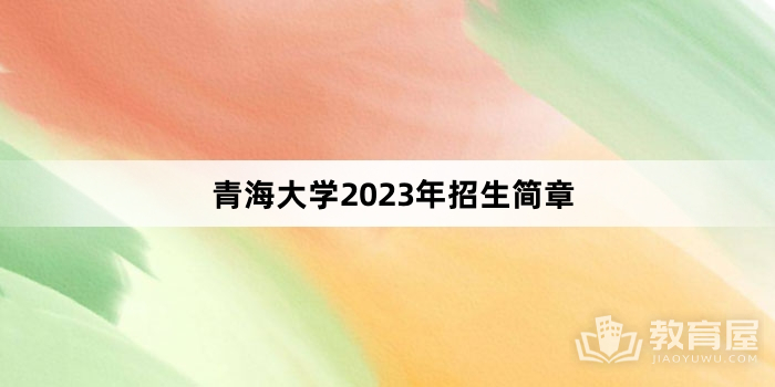 青海大学2023年招生简章
