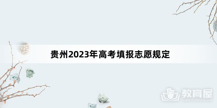 贵州2023年高考填报志愿规定
